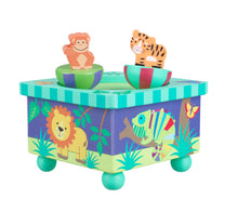Load image into Gallery viewer, Orange Tree Jungle Animals Music Box
