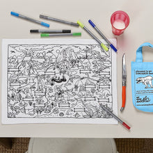 Load image into Gallery viewer, EatSleepDoodle Dinosaur Colour In placemat & pens