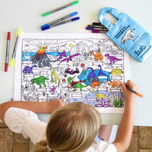 Load image into Gallery viewer, EatSleepDoodle Dinosaur Colour In placemat & pens