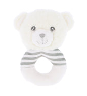 Keeleco Baby Ring Rattle White & Grey Bear  14cm