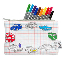 Load image into Gallery viewer, EatSleepDoodle Working Wheels Colour In Pencil Case
