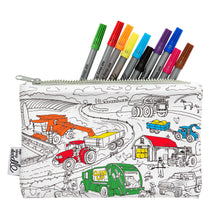 Load image into Gallery viewer, EatSleepDoodle Working Wheels Colour In Pencil Case
